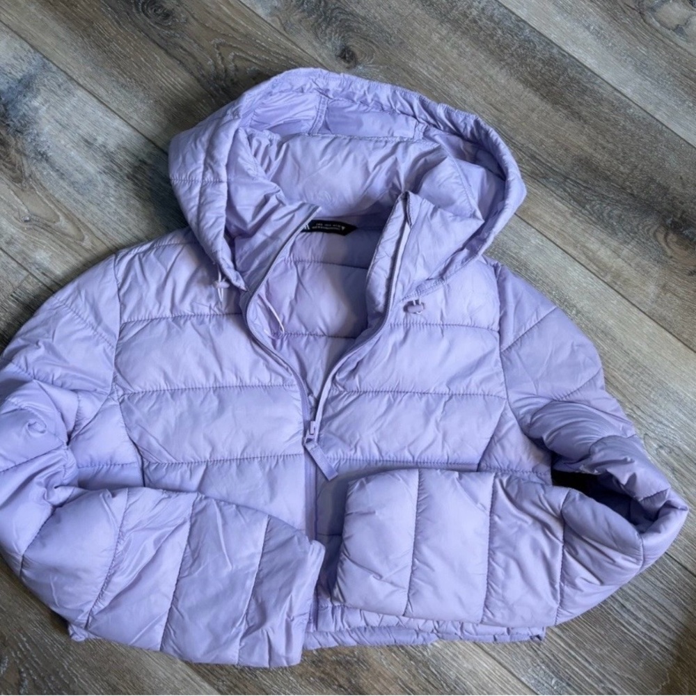 Zara Light Purple Chunky Croped Puffer Jacket Water Repellent Womens Size Small